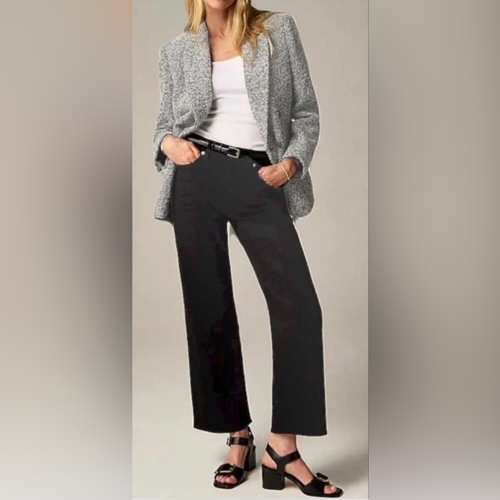 NWT J Crew Slim Wide Leg Jeans Pants Size 28 Black Rinse Ankle Denim